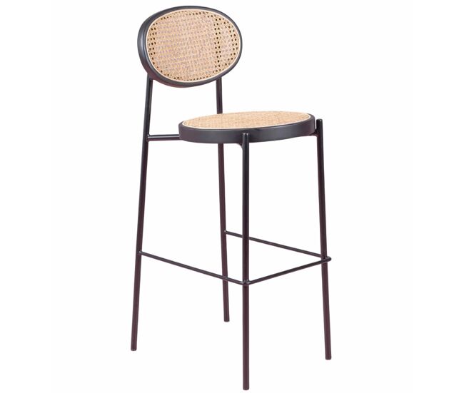 Taburete vintage con diseño clásico en ratán natural - north