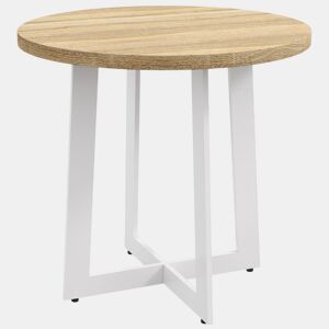HOMCOM Mesa de Cozinha Redonda para 4 Pessoas Mesa de Cozinha Moderna com Tampo de Madeira e Base de Aço Cruzada para Sala de Estar Ø80x75 cm Carvalho