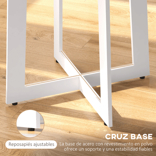 HOMCOM Mesa de Cozinha Redonda para 4 Pessoas Mesa de Cozinha Moderna com Tampo de Madeira e Base de Aço Cruzada para Sala de Estar Ø80x75 cm Carvalho