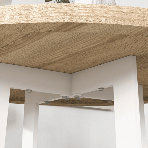 HOMCOM Mesa de Cozinha Redonda para 4 Pessoas Mesa de Cozinha Moderna com Tampo de Madeira e Base de Aço Cruzada para Sala de Estar Ø80x75 cm Carvalho