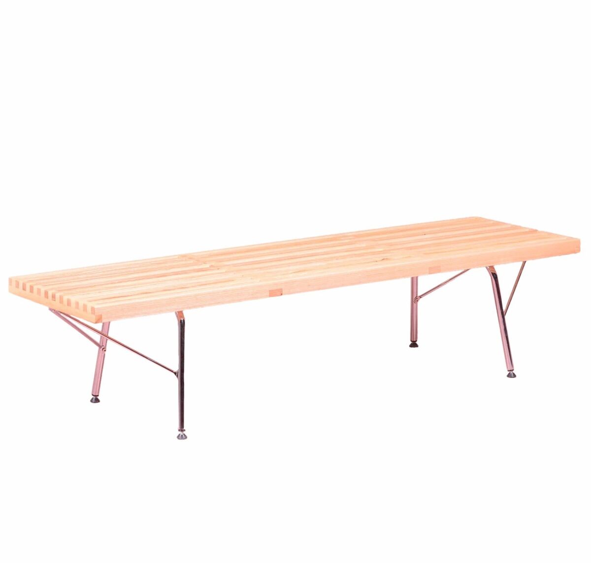 Banco rústico en fresno natural y patas cromadas - nelhouse