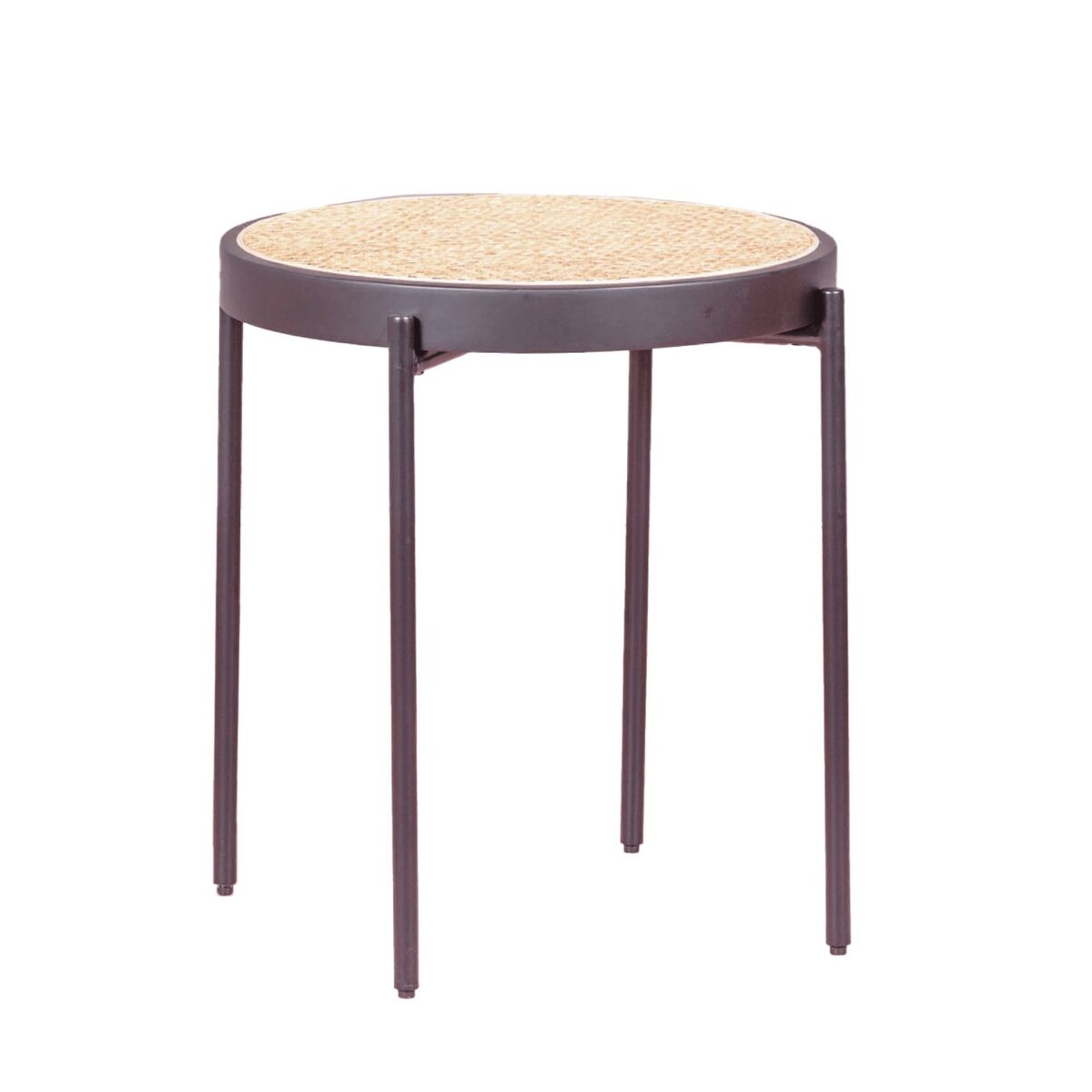 mesa auxiliar retro con detalles en ratan natural 46cm - north