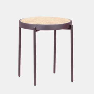 Mesa lateral retrô com detalhes em rattan natural (46cm) - North