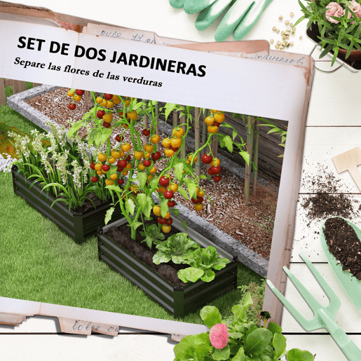 Outsunny Conjunto de 2 Caixas de Plantio de Exterior em Aço Caixas de Cultivo Retangulares de Plantas e Flores para Pátio e Jardim 100x60x30 cm Cinza Escuro