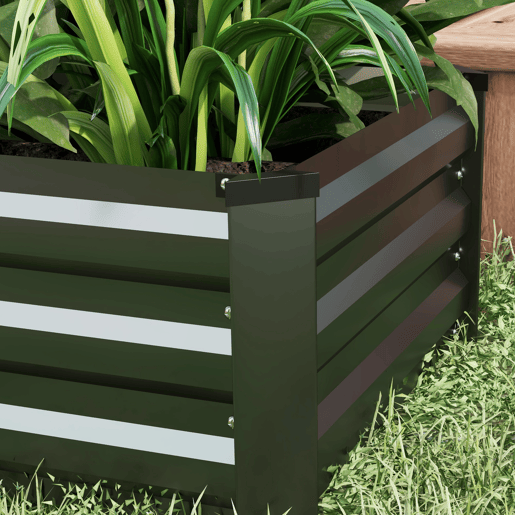 Outsunny Conjunto de 2 Caixas de Plantio de Exterior em Aço Caixas de Cultivo Retangulares de Plantas e Flores para Pátio e Jardim 100x60x30 cm Cinza Escuro