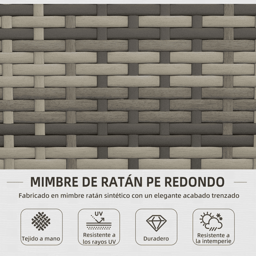 Outsunny Conjunto Móveis de Jardim em Vime Sintético Conjunto de 4 Peças Móveis de Jardim com 2 Poltronas 1 Sofá de 2 Lugares e 1 Mesa de Centro com Bancada de Vidro para Pátio Cinza