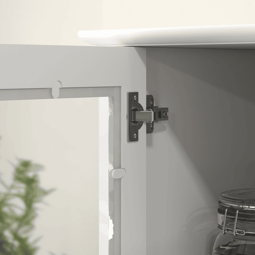 HOMCOM Armário de Cozinha Móvel Auxiliar de Cozinha com 2 Portas de Vidro Temperado Gaveta e Prateleiras Ajustáveis para Sala 61x35x168,5 cm Branco