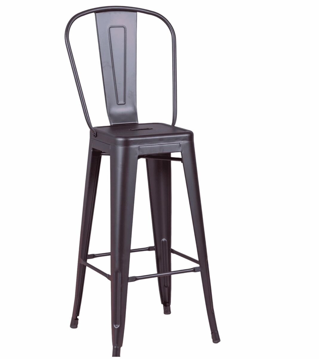 Taburete metálico en acero lacado con respaldo alto  - Bistro