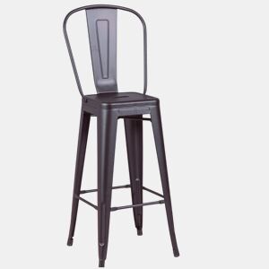 Banqueta metálica em aço lacado com encosto alto (76cm) - Bistro