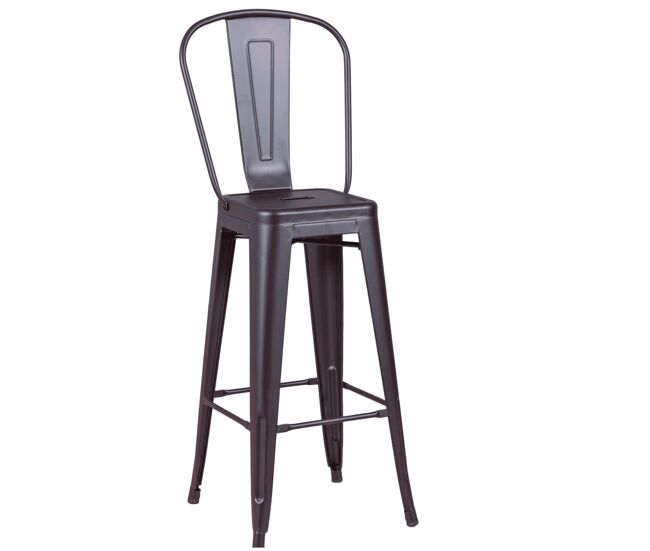 Taburete metálico en acero lacado con respaldo alto (76cm) - bistro
