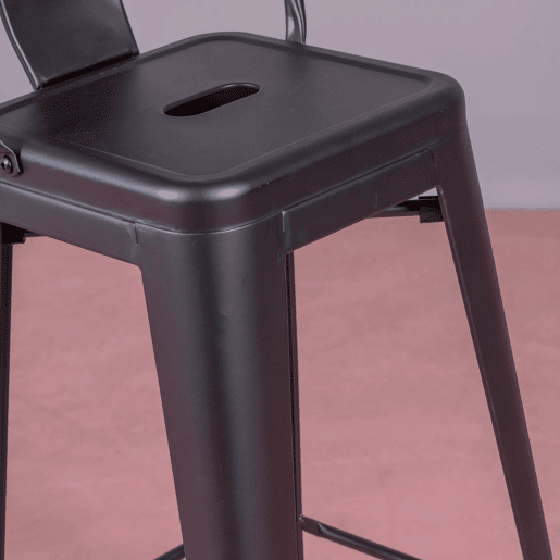 Banqueta metálica em aço lacado com encosto alto (76cm) - Bistro
