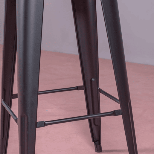Banqueta metálica em aço lacado com encosto alto (76cm) - Bistro