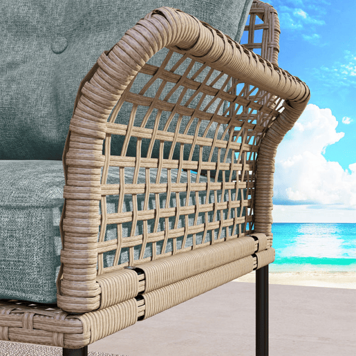 Outsunny Conjunto de Jardim em Vime Sintético Conjunto de Móveis de Exterior com Sofá de 4 Módulos 1 Mesa de Centro e Almofadas Cinza