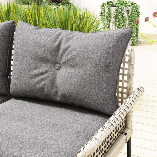 Outsunny Conjunto de Jardim em Vime Sintético Conjunto de Móveis de Exterior com Sofá de 4 Módulos 1 Mesa de Centro e Almofadas Cinza