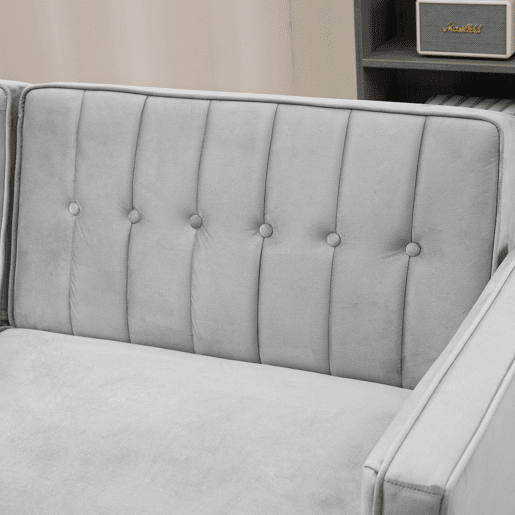 HOMCOM Sofá de 2 Lugares Convertível em Cama de Estofado Aveludado com Encosto Ajustável e Pés de Madeira para Sala de Estar Escritório 189x80,5x78,5 cm Cinza Claro