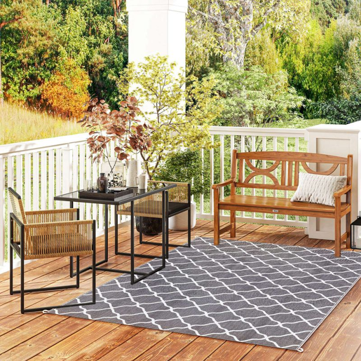 Outsunny Conjunto de Mesa e Cadeiras de Jardim Conjunto de 3 Peças com 2 Cadeiras com Encosto Dobrável e Almofadas e Mesa de Vidro para Terraço Pátio Natural e Preto