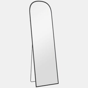 HOMCOM Espelho de Pé Espelho de Corpo Inteiro 50x170 cm Espelho de Parede com Estrutura de Liga de Alumínio e Suporte para Sala Quarto Banheiro Preto