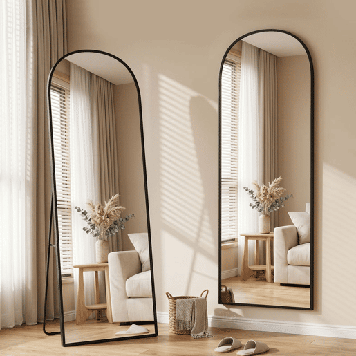 HOMCOM Espelho de Pé Espelho de Corpo Inteiro 50x170 cm Espelho de Parede com Estrutura de Liga de Alumínio e Suporte para Sala Quarto Banheiro Preto HOMCOM Espelho de Pé Espelho de Corpo Inteiro 50x170 cm Espelho de Parede com Estrutura de Liga de Alumínio e Suporte para Sala Quarto Banheiro Preto