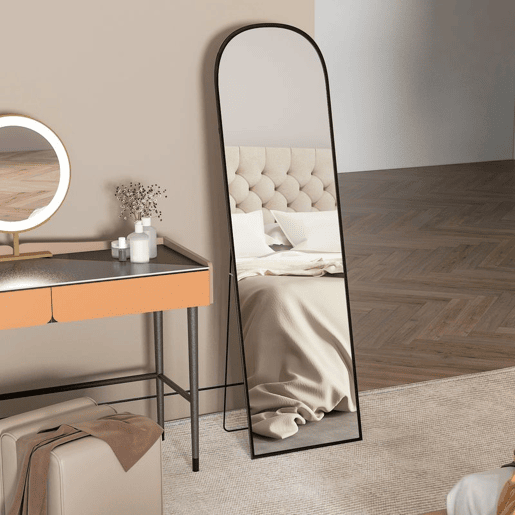 HOMCOM Espelho de Pé Espelho de Corpo Inteiro 50x170 cm Espelho de Parede com Estrutura de Liga de Alumínio e Suporte para Sala Quarto Banheiro Preto HOMCOM Espelho de Pé Espelho de Corpo Inteiro 50x170 cm Espelho de Parede com Estrutura de Liga de Alumínio e Suporte para Sala Quarto Banheiro Preto