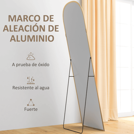 HOMCOM Espelho de Pé Espelho de Corpo Inteiro 50x170 cm Espelho de Parede com Estrutura de Liga de Alumínio e Suporte para Sala Quarto Banheiro Preto HOMCOM Espelho de Pé Espelho de Corpo Inteiro 50x170 cm Espelho de Parede com Estrutura de Liga de Alumínio e Suporte para Sala Quarto Banheiro Preto