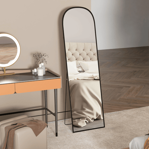 HOMCOM Espelho de Pé Espelho de Corpo Inteiro 50x170 cm Espelho de Parede com Estrutura de Liga de Alumínio e Suporte para Sala Quarto Banheiro Preto HOMCOM Espelho de Pé Espelho de Corpo Inteiro 50x170 cm Espelho de Parede com Estrutura de Liga de Alumínio e Suporte para Sala Quarto Banheiro Preto