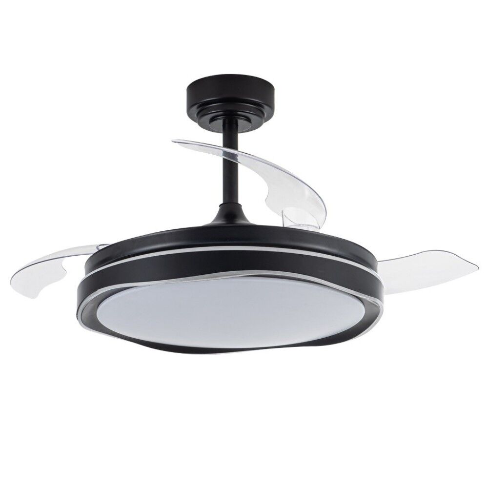 Ventilador De Techo Dc Rizos Negro 106cm Led Cct Regulable Control Remoto Con Temporizador