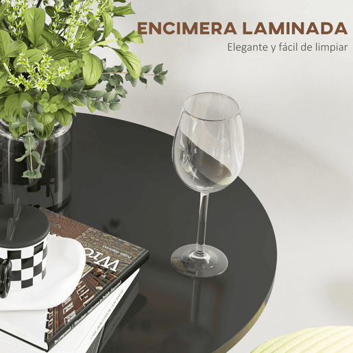 HOMCOM Mesa de Bar Redonda Mesa Alta de Cozinha Moderna com Bancada Pintada e Estrutura de Aço para 2 Pessoas para Casa Sala de Jantar Ø60x102 cm Preto