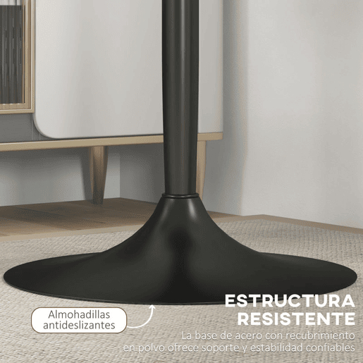 HOMCOM Mesa de Bar Redonda Mesa Alta de Cozinha Moderna com Bancada Pintada e Estrutura de Aço para 2 Pessoas para Casa Sala de Jantar Ø60x102 cm Preto