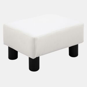 HOMCOM Apoio para os Pés Octomano Banco Pequeno Estofado em Pele Sintética com Assento Acolchoado de Espuma e Pés de Plástico para Sala de Estar Dormitório 40x30x24 cm Branco