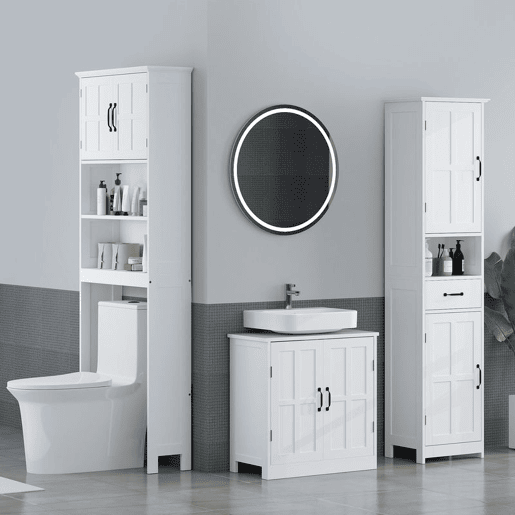 kleankin Móvel para Lavatório Pousar Armário para Casa de Banho com 2 Portas e Prateleira Interior Ajustável Capacidade 20 kg 60x30x60 cm Branco