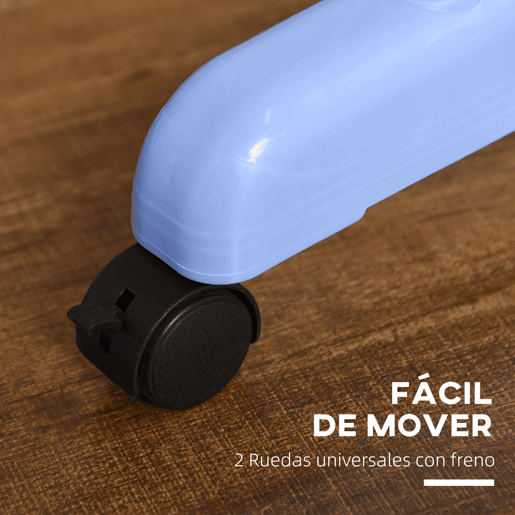 HOMCOM Estendal Dobrável para Roupa com Rodas Estendal Vertical de Aço com 3 Níveis Laterais Dobráveis Carga Máxima 70kg 73x64x177cm Azul e Branco