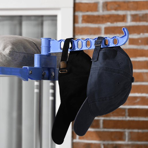 HOMCOM Estendal Dobrável para Roupa com Rodas Estendal Vertical de Aço com 3 Níveis Laterais Dobráveis Carga Máxima 70kg 73x64x177cm Azul e Branco