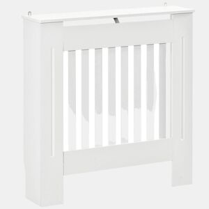 HOMCOM Cobertura Radiador Branca 78x19x81 cm Cobertura para Radiador de MDF com Desenho Moderno e Prateleira para Sala de Estar Dormitório
