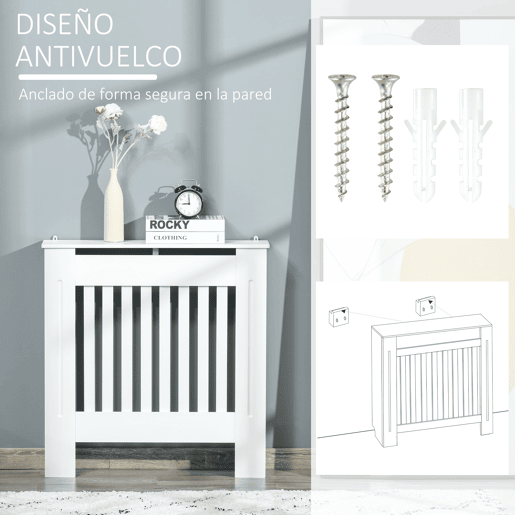 HOMCOM Cobertura Radiador Branca 78x19x81 cm Cobertura para Radiador de MDF com Desenho Moderno e Prateleira para Sala de Estar Dormitório HOMCOM Cobertura Radiador Branca 78x19x81 cm Cobertura para Radiador de MDF com Desenho Moderno e Prateleira para Sala de Estar Dormitório