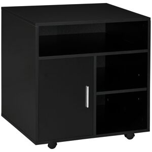 HOMCOM Armário de Escritório para Impressora Móvel para Escritório Multifuncional com Prateleiras e Amplo Espaço de Armazenamento 60x50x65,5 cm Preto