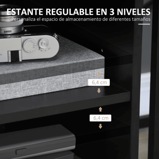 HOMCOM Armário de Escritório para Impressora Móvel para Escritório Multifuncional com Prateleiras e Amplo Espaço de Armazenamento 60x50x65,5 cm Preto