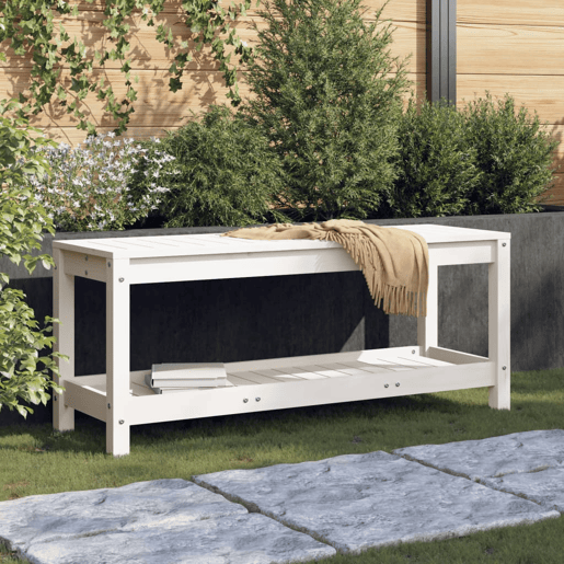 vidaXL Banco de jardim 108x35x45 cm madeira de pinho maciça branco