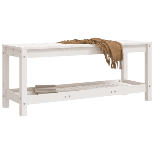 vidaXL Banco de jardim 108x35x45 cm madeira de pinho maciça branco