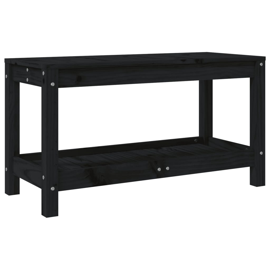 Vidaxl banco de jardín de madera maciza de pino negro 82,5x35x45 cm