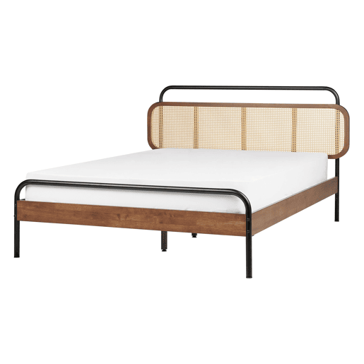 Cama Rattan BOUSSICOURT 140 x 200 cm Castanho escuro