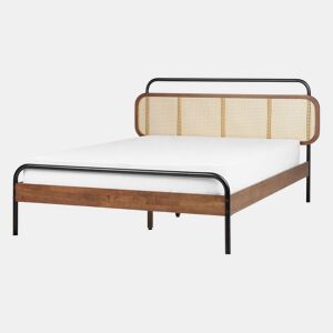 Cama Rattan BOUSSICOURT 140 x 200 cm Castanho escuro