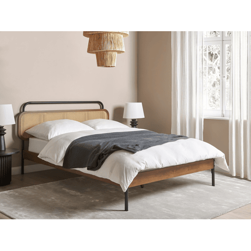 Cama Rattan BOUSSICOURT 140 x 200 cm Castanho escuro