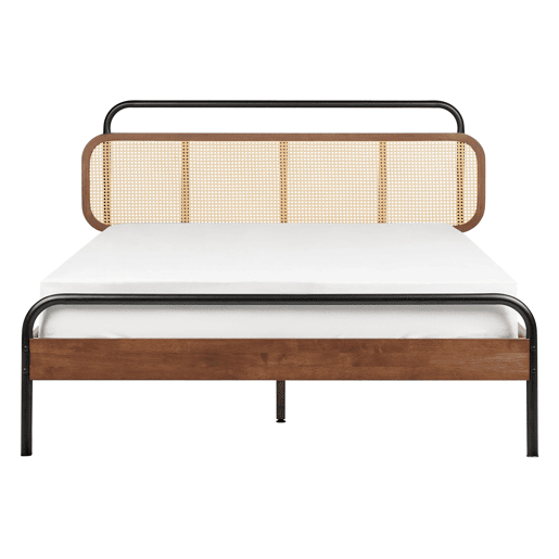 Cama Rattan BOUSSICOURT 140 x 200 cm Castanho escuro
