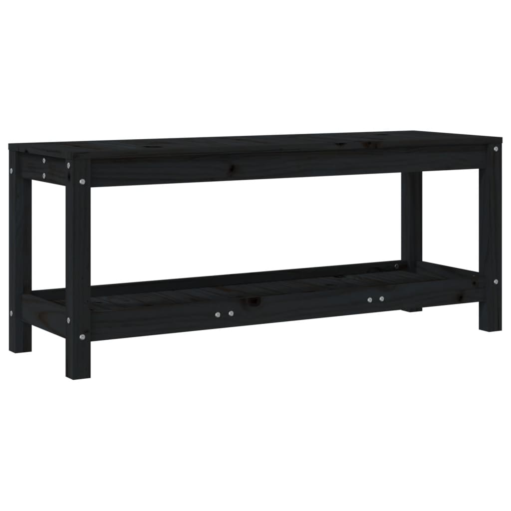Vidaxl banco de jardín de madera maciza de pino negro 108x35x45 cm