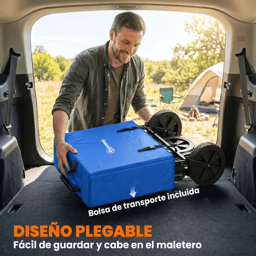 Outsunny Carrinho de Transporte com Toldo Removível Carrinho Dobrável com Alça Ajustável e Bolsa de Transporte Capacidade 100 kg para Campismo Praia 97x52x105 cm Azul