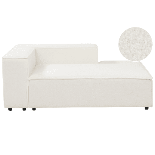 Chaise-longue em tecido bouclé branco à esquerda APRICA Chaise-longue em tecido bouclé branco à esquerda APRICA