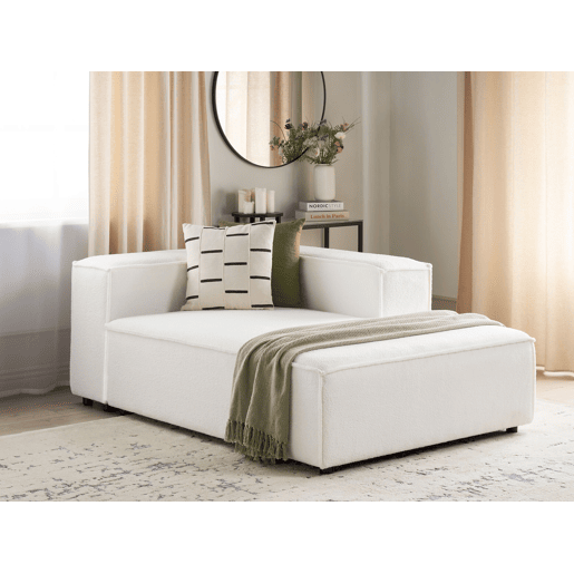 Chaise-longue em tecido bouclé branco à esquerda APRICA Chaise-longue em tecido bouclé branco à esquerda APRICA