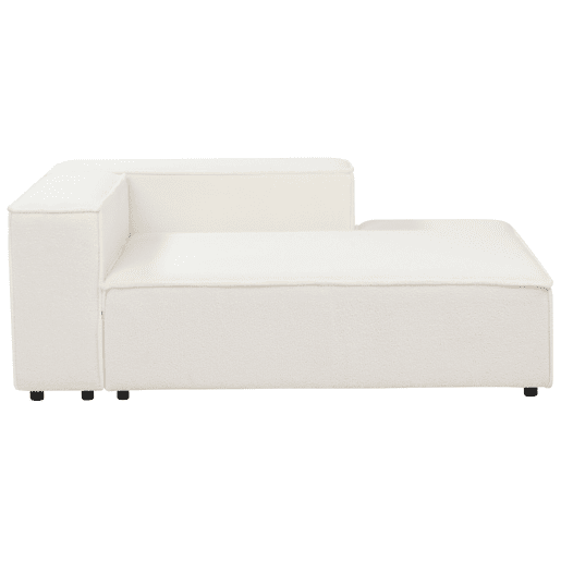 Chaise-longue em tecido bouclé branco à esquerda APRICA Chaise-longue em tecido bouclé branco à esquerda APRICA
