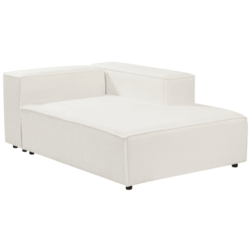 Chaise-longue em tecido bouclé branco à esquerda APRICA Chaise-longue em tecido bouclé branco à esquerda APRICA
