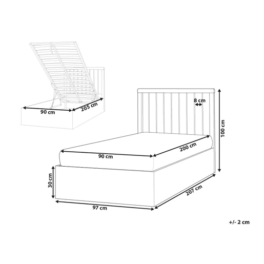 Cama baú ROUVILLERS 90 x 200 cm Branco